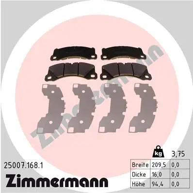 Тормозные колодки передние ZIMMERMANN 25007.168.1