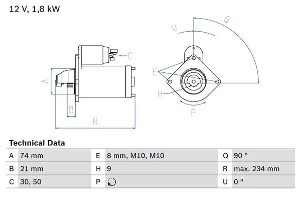 Стартер BOSCH 0 986 021 230
