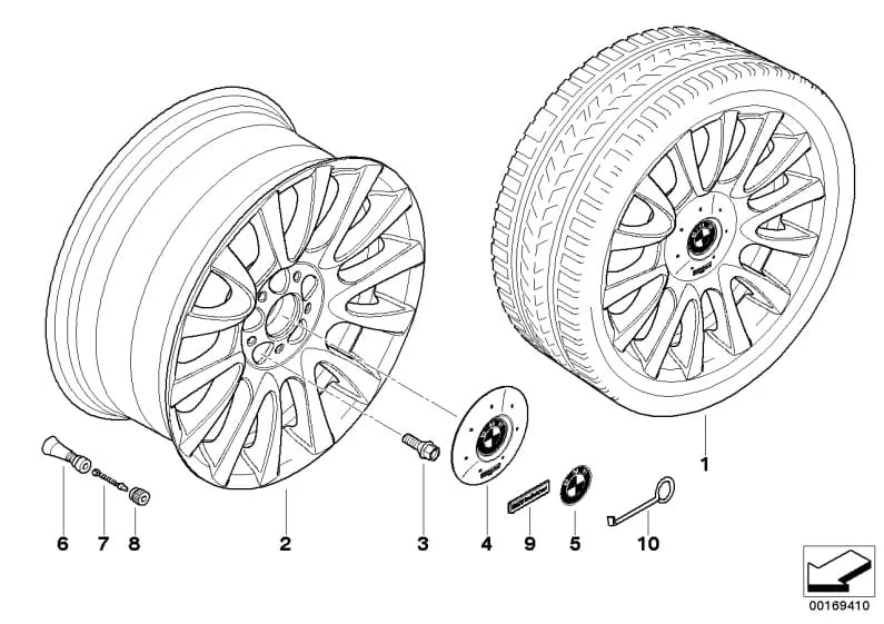Легкосплавный диск Individual V-Spoke 265 серебристый 9J ET48 X5 X6 / передняя ось BMW 36117839366