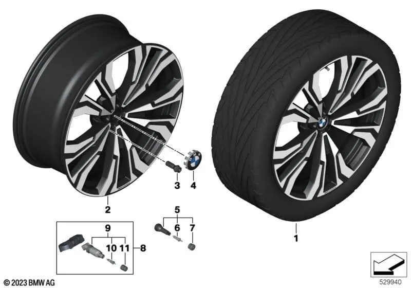 Легкосплавный диск V-Spoke 914I jet black /с алмазной проточкой 9,5J ET32 X7 BMW 36117916264