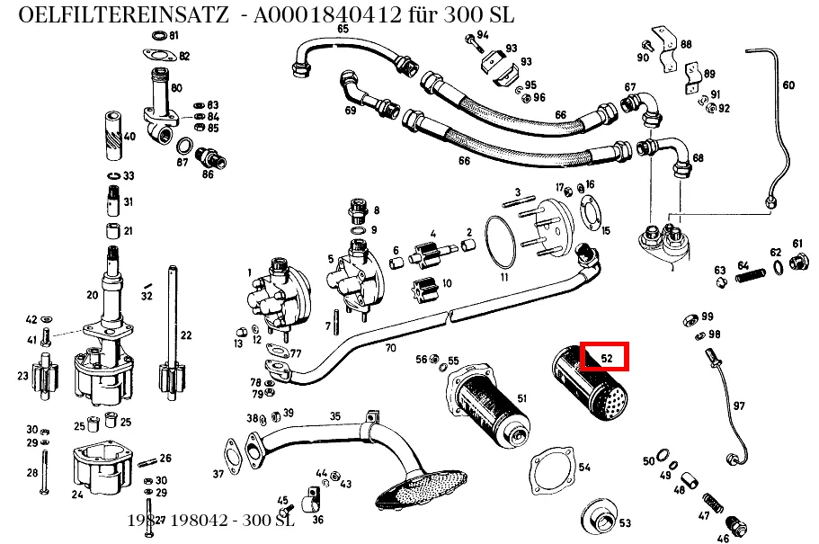 Масляный фильтрующий элемент для SL W198 Mercedes-Benz A0001840412