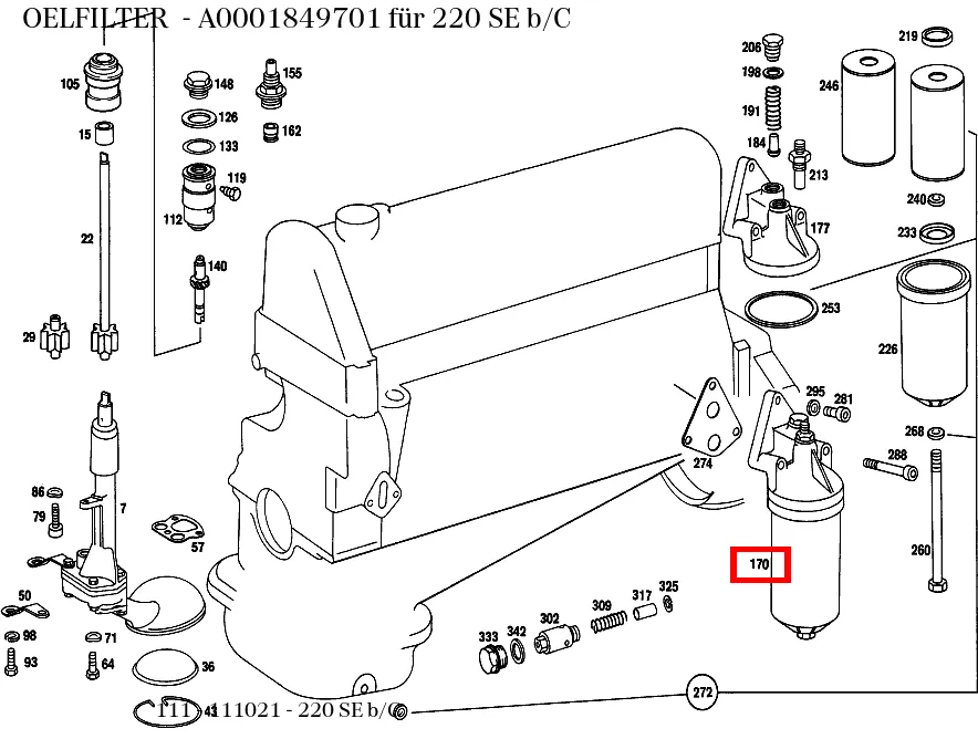 Масляный фильтр для SE-класса 111 и SL-класса 113 Mercedes-Benz A0001849701