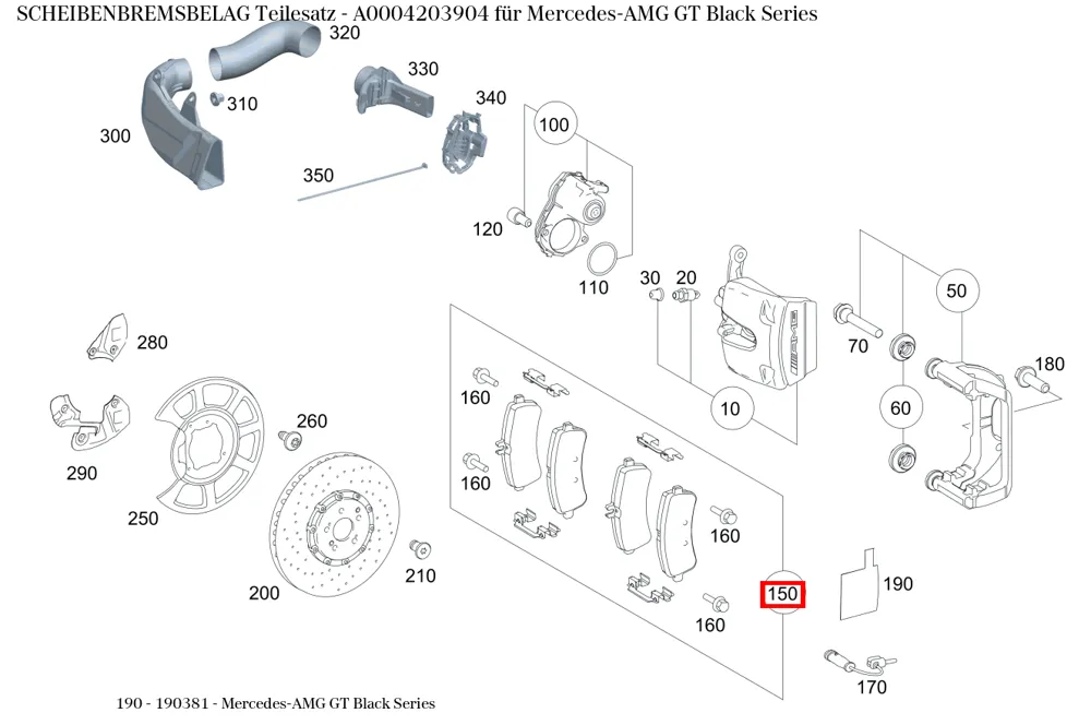 Комплект тормозных колодок для GT C190 Mercedes-Benz A0004203904