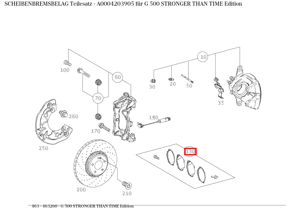Комплект дисковых тормозных колодок для G W463 Mercedes-Benz A0004203905