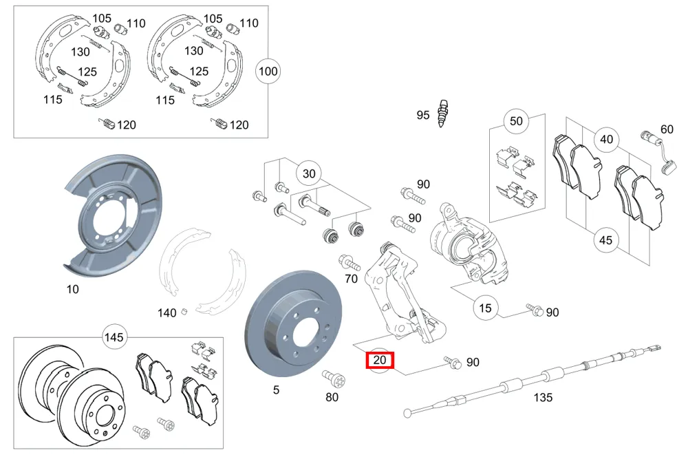 Комплект кронштейна тормозного суппорта левый, Bosch, для Sprinter 906 Mercedes-Benz A0004206015