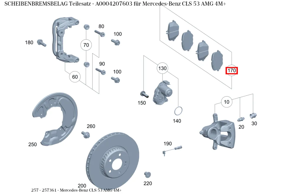 Комплект тормозных колодок для CLS-класса 257 Mercedes-Benz A0004207603