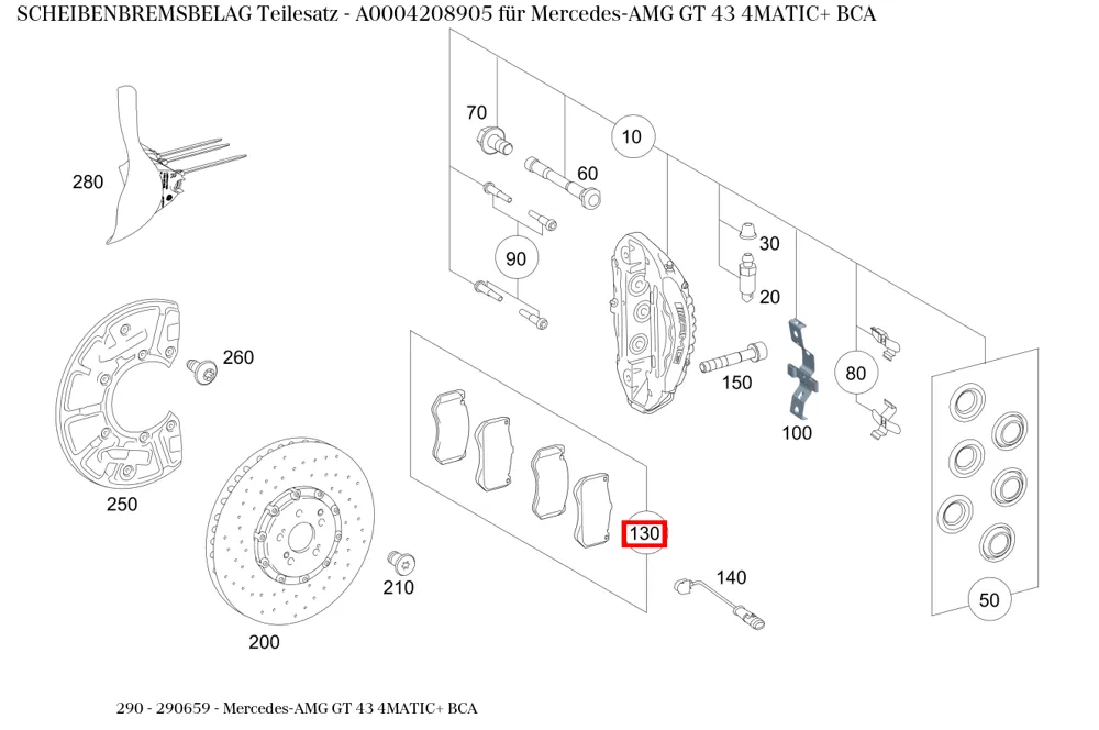 Комплект тормозных колодок для AMG-класса 290 Mercedes-Benz A0004208905