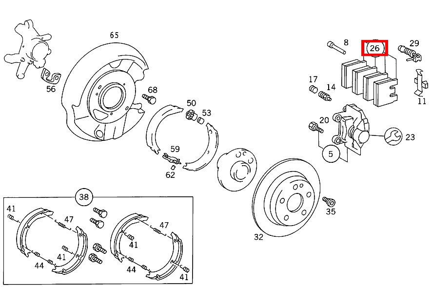 Комплект тормозных колодок Mercedes-Benz A000420982090
