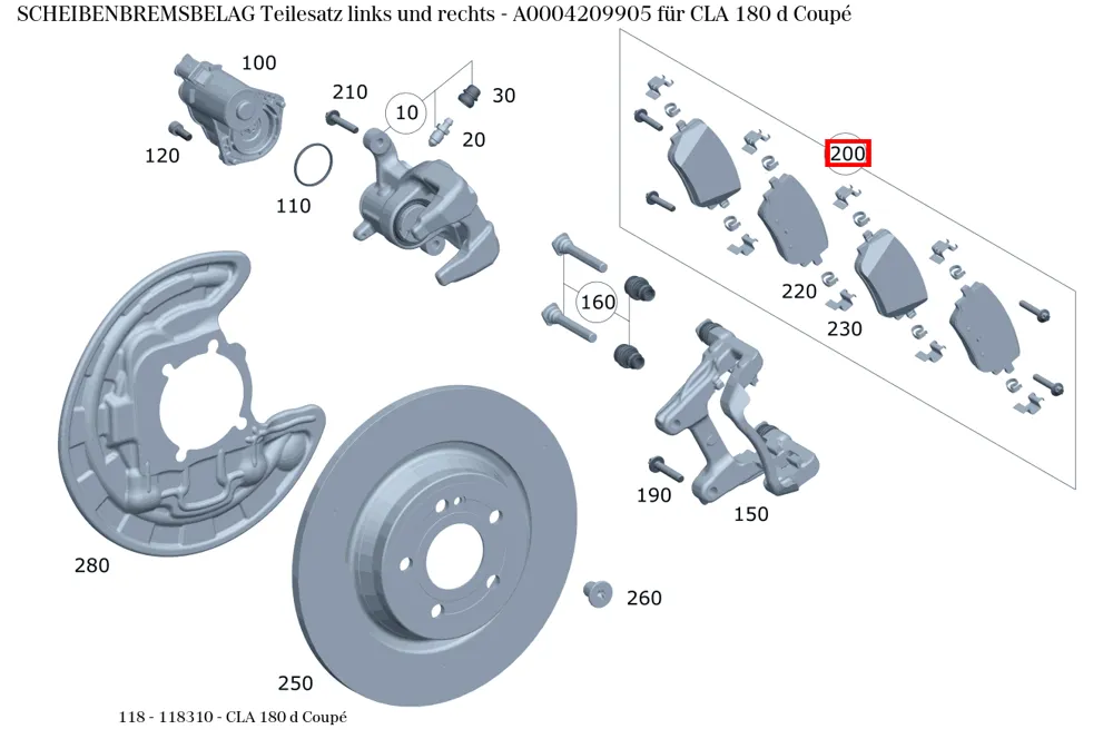 Тормозная колодка дискового тормоза Mercedes-Benz A000420990595