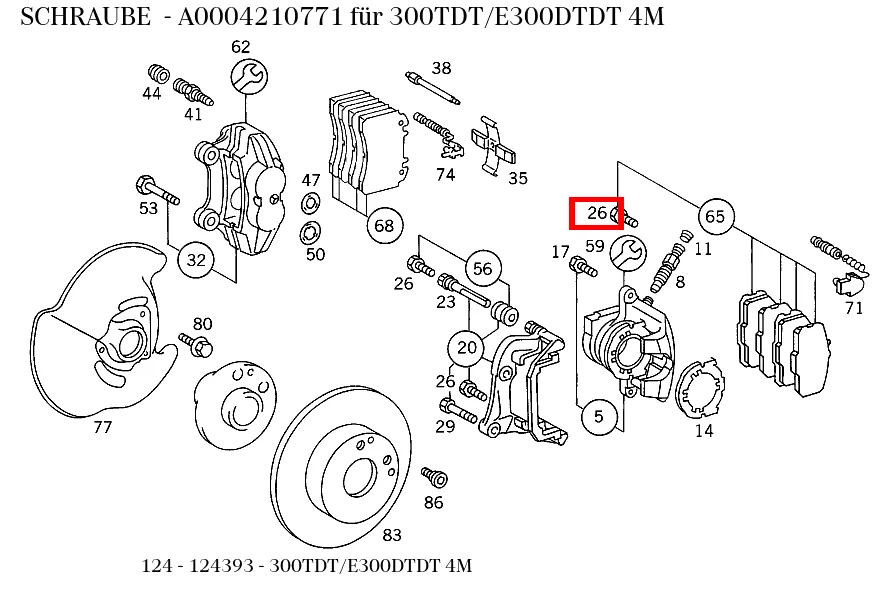 Болт корпуса суппорта к кронштейну Mercedes-Benz A0004210771