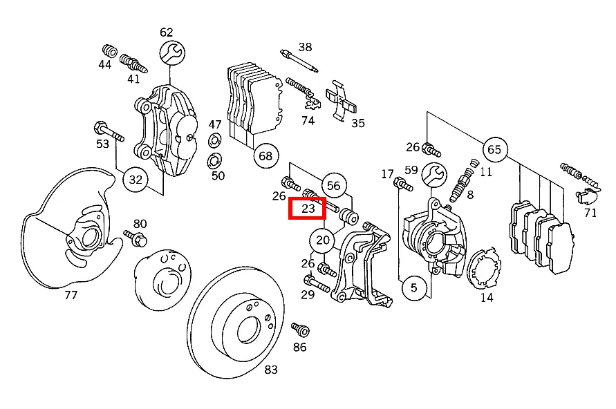 Палец скобы тормозного суппорта для E W124, GLB 247, 190 W201 Mercedes-Benz A0004211674