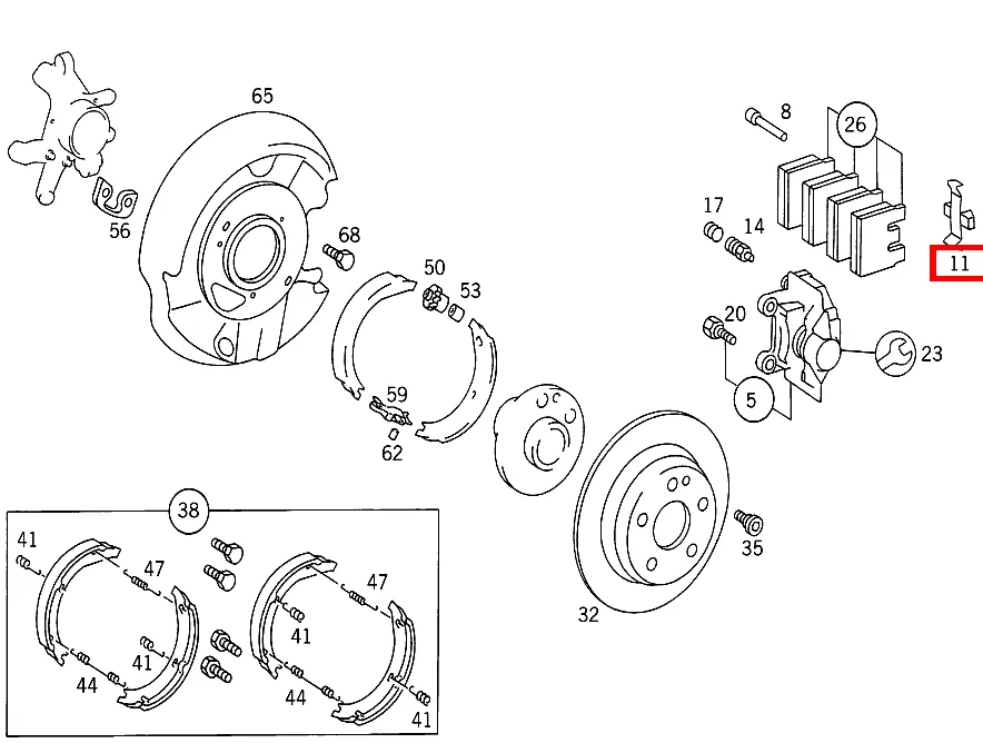 Пружина тормозной колодки Bendix для 190 201 и C 202 Mercedes-Benz A0004213091