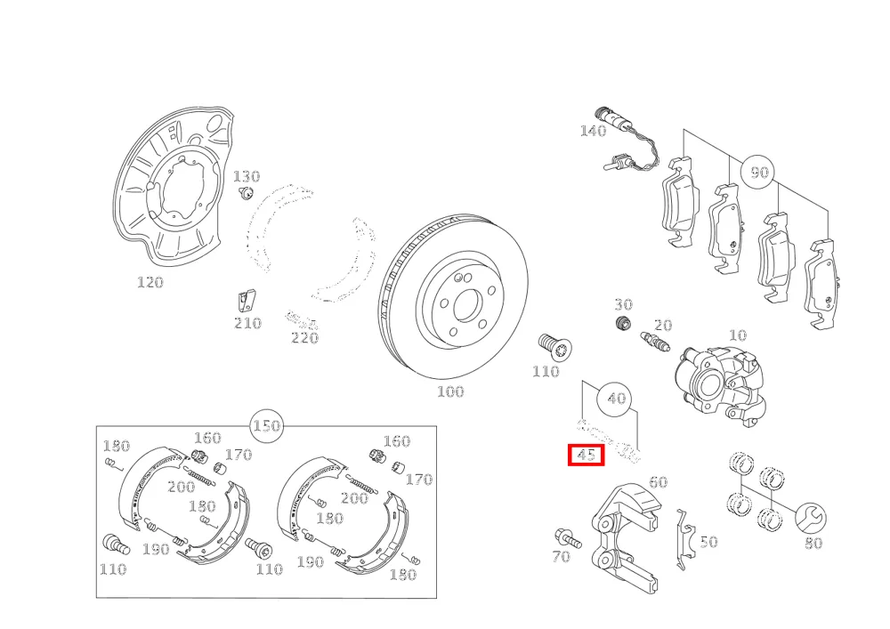 Комплект пальцев, левый и правый Mercedes-Benz A0004214274