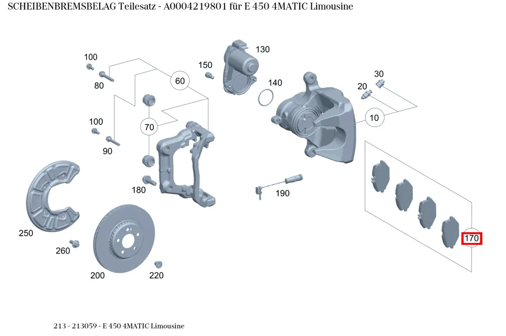 Комплект тормозных колодок E 213, GLC 253, CLS 257 Mercedes-Benz A0004219801