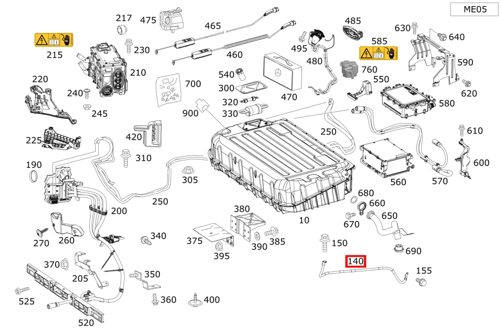 Провод массы дополнительного отопителя PTC для S-класса 222 Mercedes-Benz A0005400264