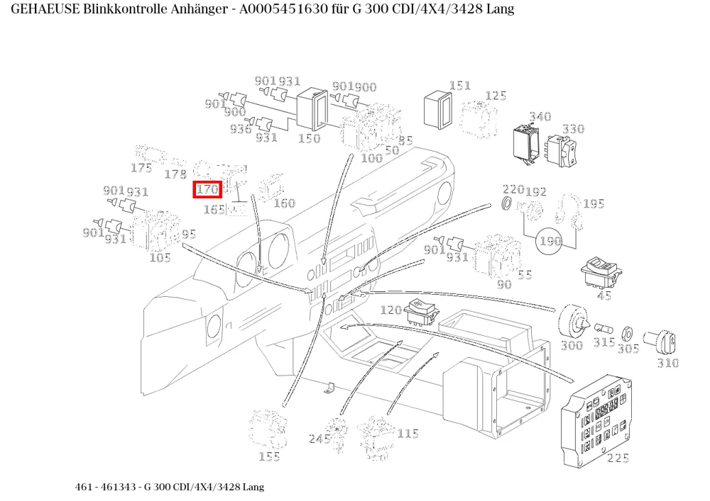 Корпус контрольной лампы для G 461 и G 463 Mercedes-Benz A0005451630
