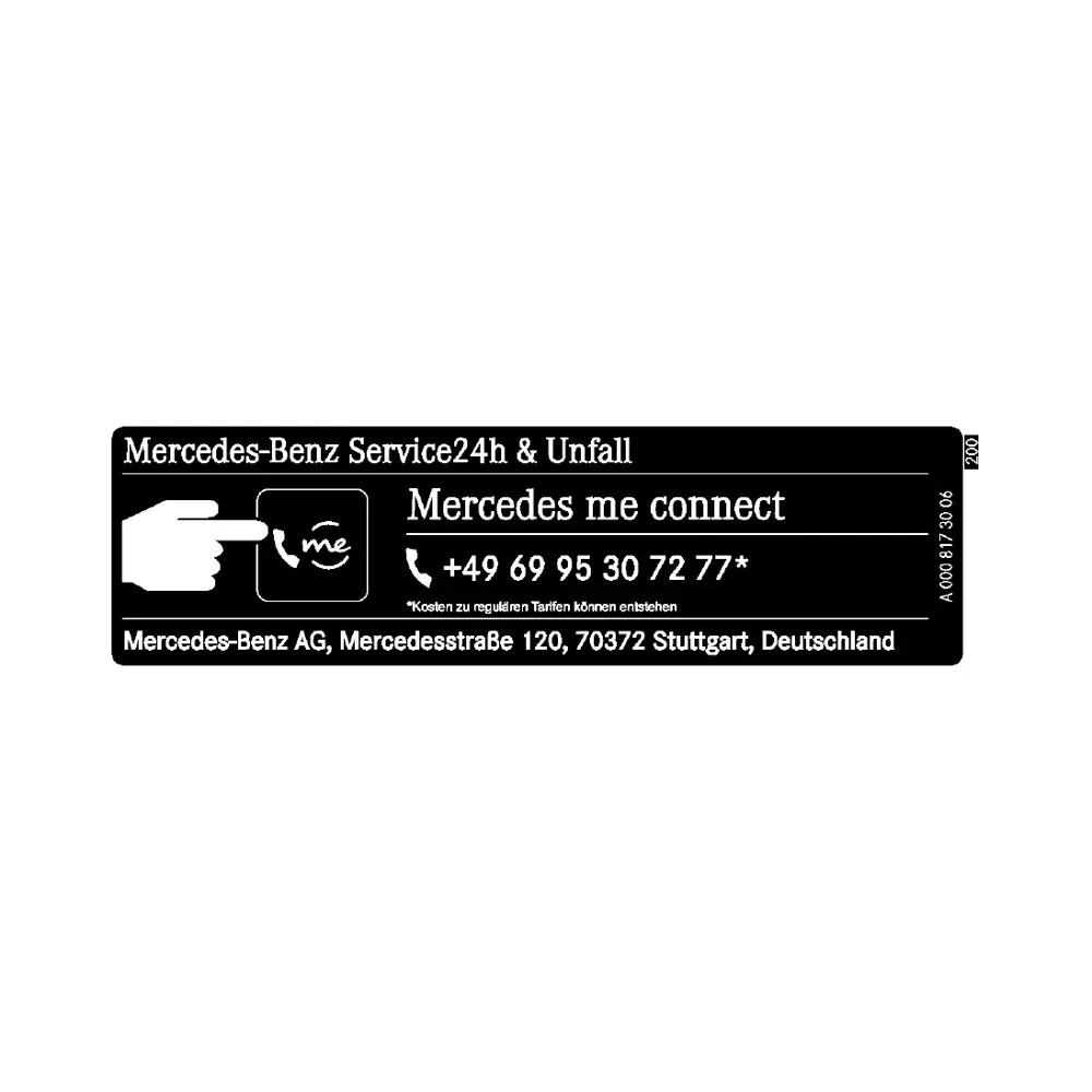 Табличка «Сервис 24 часа» для E-класса, C-класса и GLC Mercedes-Benz A0008173006