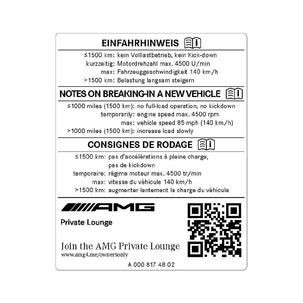 Табличка с предупреждением Mercedes-Benz A0008174802
