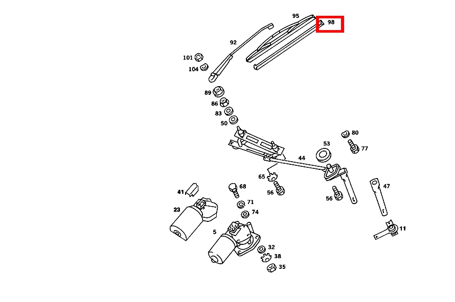 Резинка стеклоочистителя правая для SLC C107, SE W116 Mercedes-Benz A0008241427