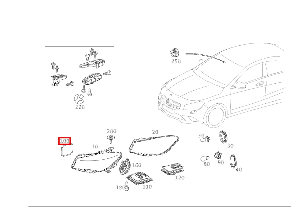 Уплотнитель корпуса фонаря правый Mercedes-Benz A0008260600