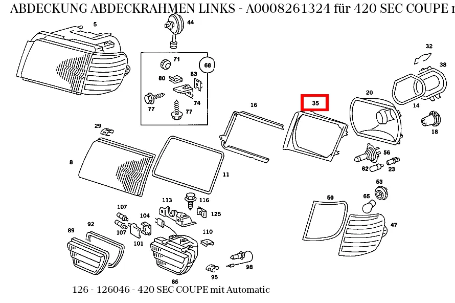 Декоративная рамка левая для SE-класса 126 Mercedes-Benz A0008261324
