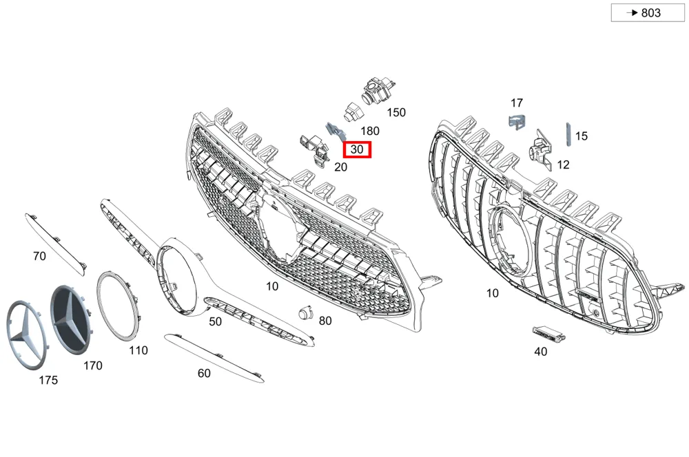 Кронштейн камеры CLA 118, C 205, A 177 Mercedes-Benz A0008880800
