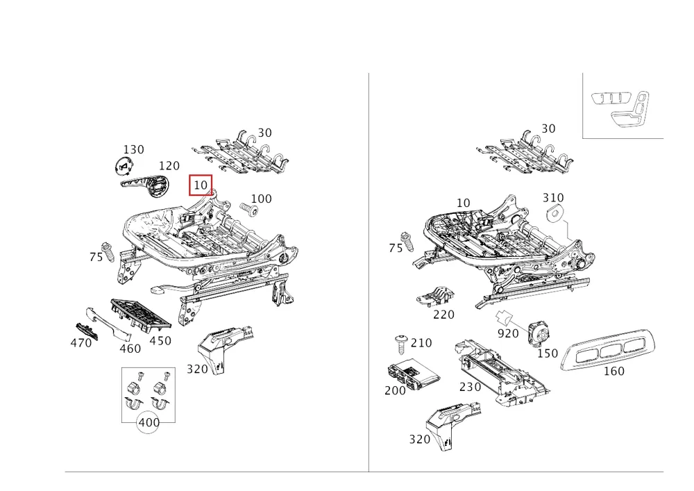 Блок регулировки сиденья правый для EQS и EQE Mercedes-Benz A0009109615