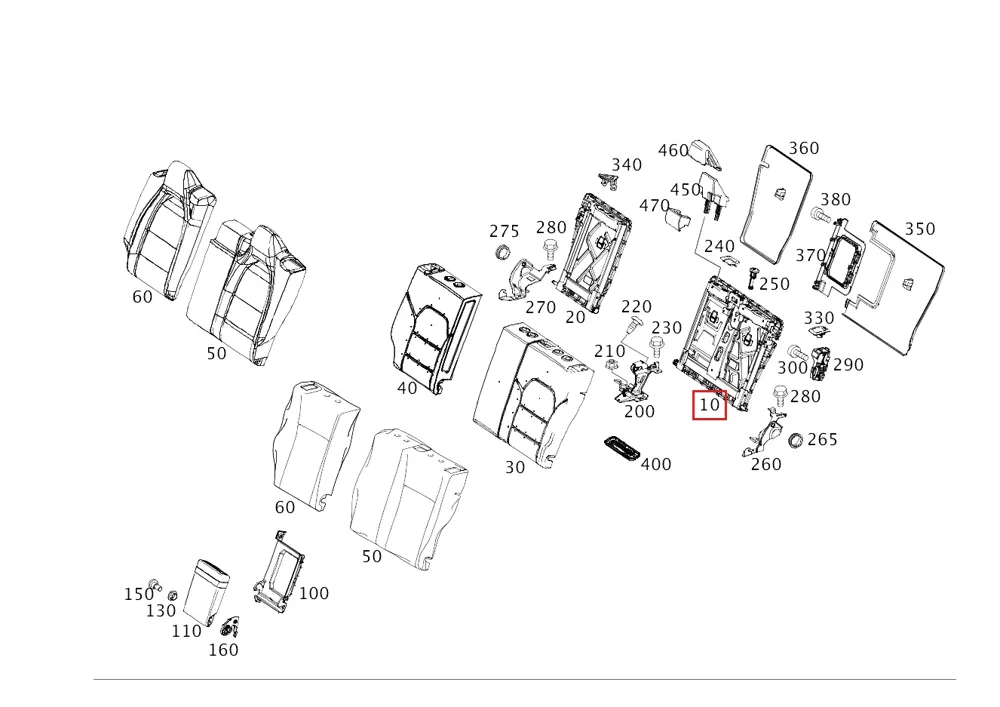 Каркас спинки сиденья для EQS, EQS 450 и Mercedes-AMG EQS 53 Mercedes-Benz A0009204902
