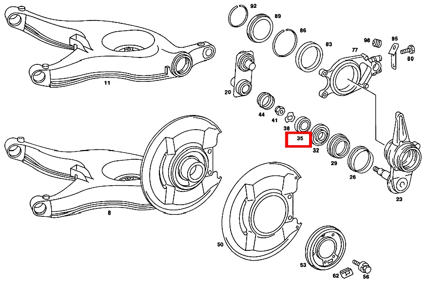 Конический роликоподшипник наружный Mercedes-Benz A0009815905