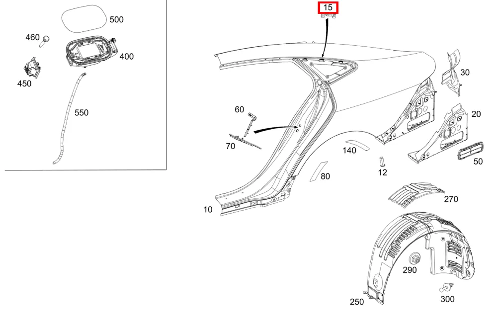 Клипса молдинга задняя правая для AMG-класса 290 Mercedes-Benz A0009911602