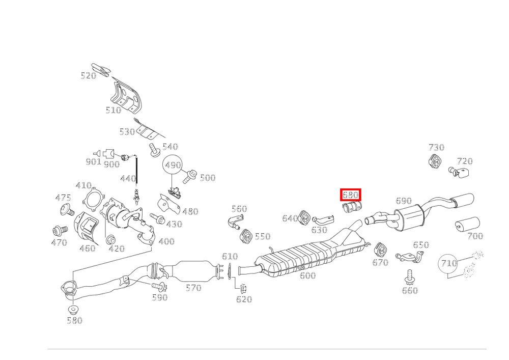 Хомут катализатора 60,5 мм передний для A 169, SL 231 и B 245 Mercedes-Benz A0009954735