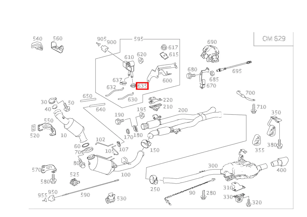 Хомут шланга датчика давления для M-класса 164 Mercedes-Benz A0009958235