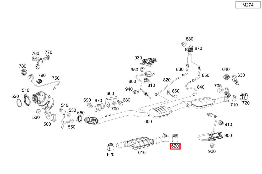 Хомут трубы среднего глушителя для C-Класса W205 Mercedes-Benz A0009959004