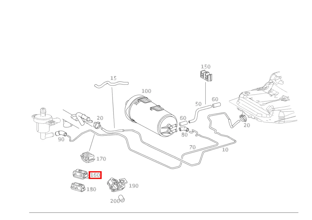Держатель топливных трубок для C W205, A W169 Mercedes-Benz A0009959077