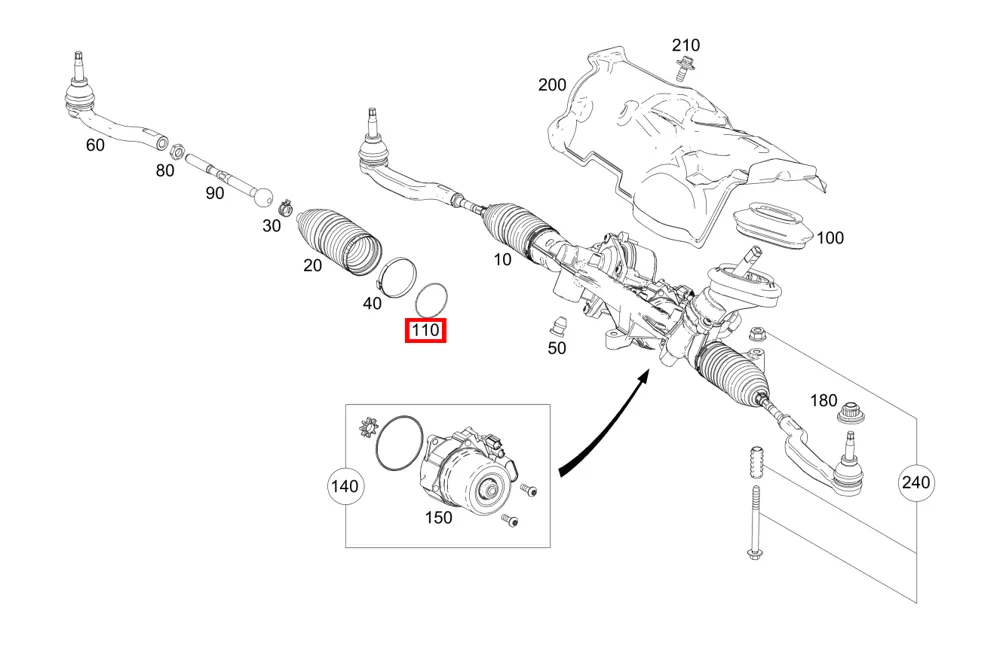 Уплотнительное кольцо верхнее нижнее для GLB-класса 247 Mercedes-Benz A0009976708