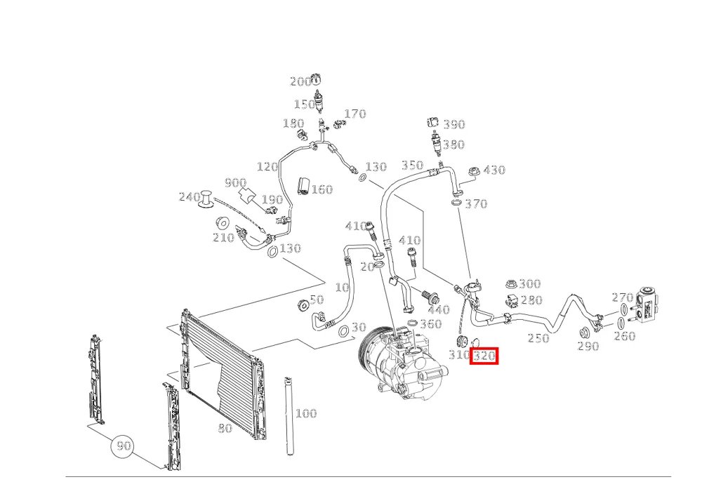 Кнопка-фиксатор крепления трубки хладагента Mercedes-Benz A0009982777