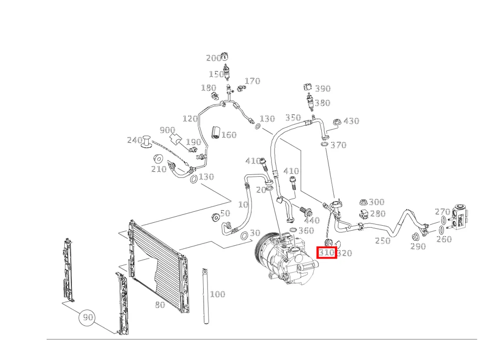 Проходная втулка трубки хладагента Mercedes-Benz A0009984001
