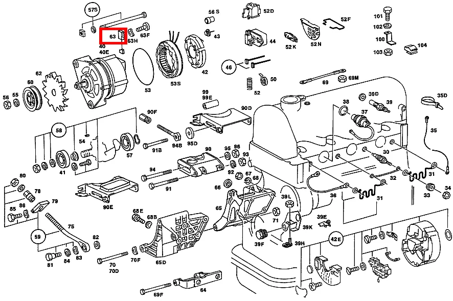 Конденсатор генератора для W115, W123, W201, W190 Mercedes-Benz A0011566901
