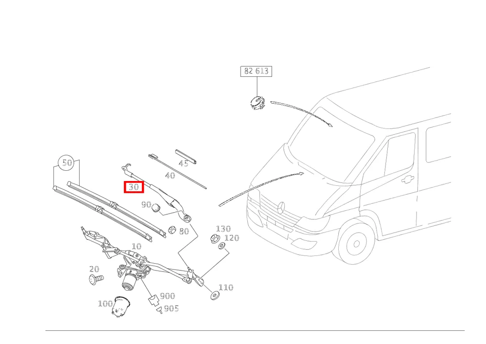 Рычаг стеклоочистителя правый для Sprinter 906 Mercedes-Benz A0018205944