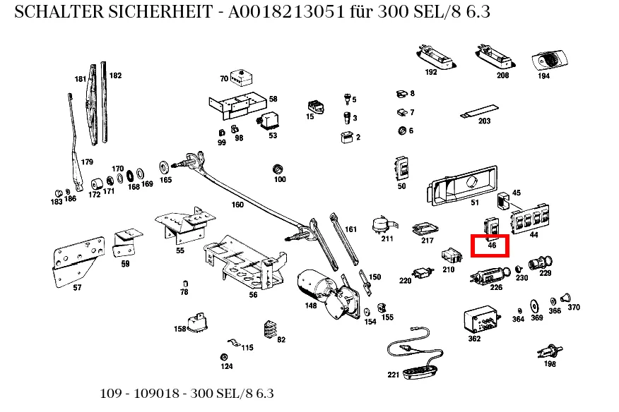 Выключатель безопасности для SEL-класса 109 Mercedes-Benz A0018213051