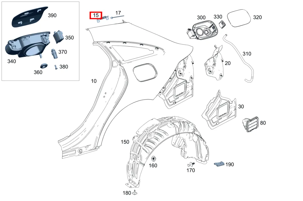 Профильный фиксатор правый Mercedes-Benz A0019914398