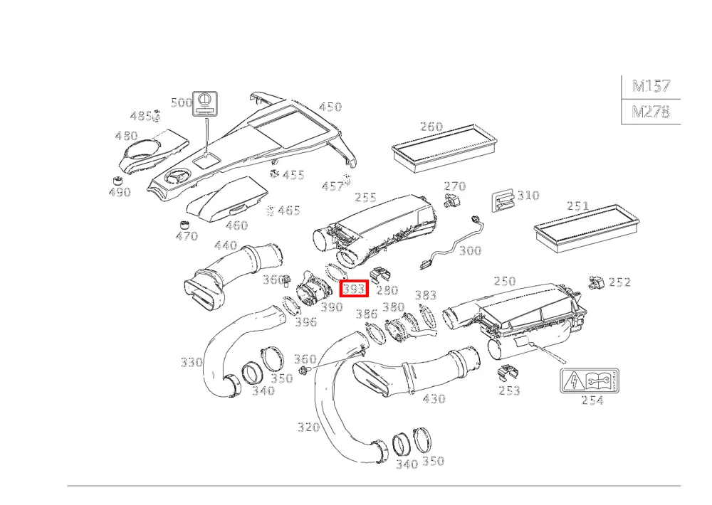 Хомут шланга, манжета на корпусе воздушного фильтра Mercedes-Benz A0019954710
