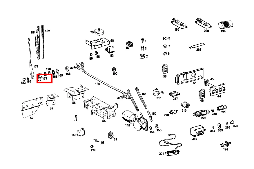 Гайка опоры стеклоочистителя для SEL W109, SE W111, SL W113 Mercedes-Benz A0029902651