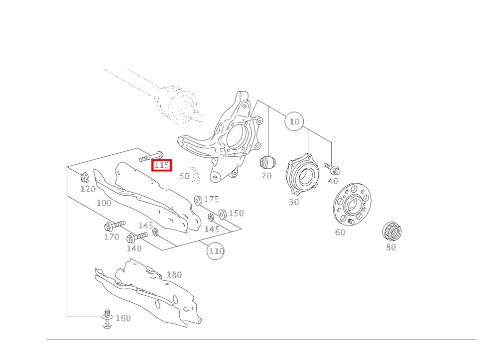 Винт пружинного рычага M12x1,5x110 для CL 216 и S 221 Mercedes-Benz A0029908605