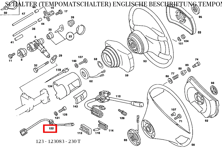Выключатель круиз-контроля, английская надпись, для E W123 Mercedes-Benz A0045458724