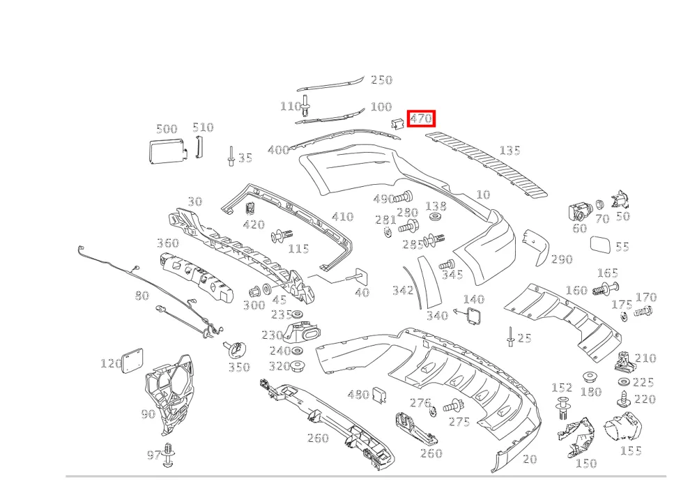 Скоба крепления облицовки для M-класса 164 Mercedes-Benz A0119885778