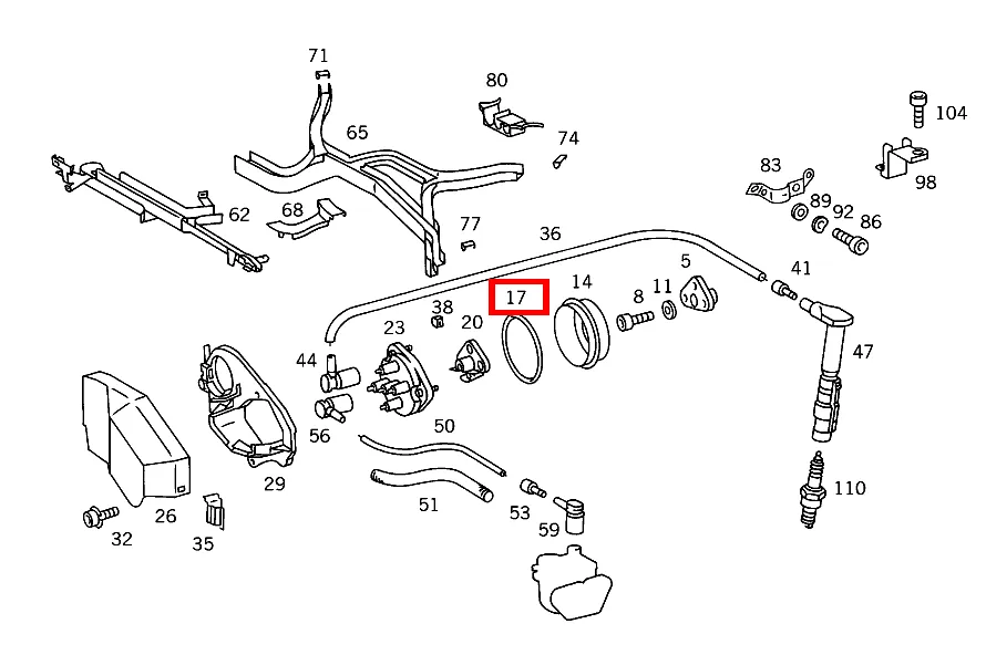 Уплотнительное кольцо для E W124, SL R129, S W140 Mercedes-Benz A0209970548