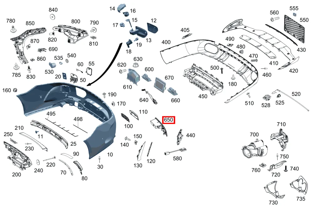Катафот правый для AMG-класса 290 Mercedes-Benz A0998209000