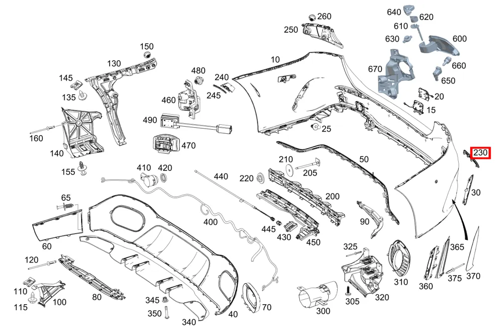 Катафот A 177, B 246, E 213 правый Mercedes-Benz A0998209400