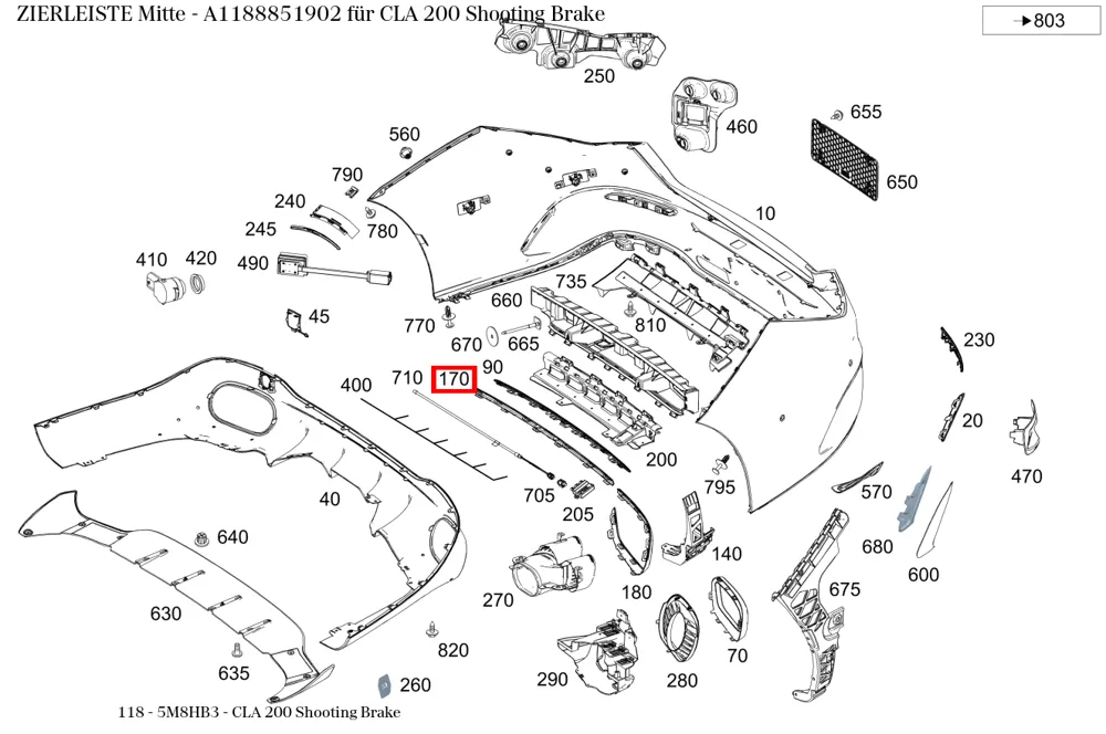 Молдинг Mercedes-Benz A118885190264
